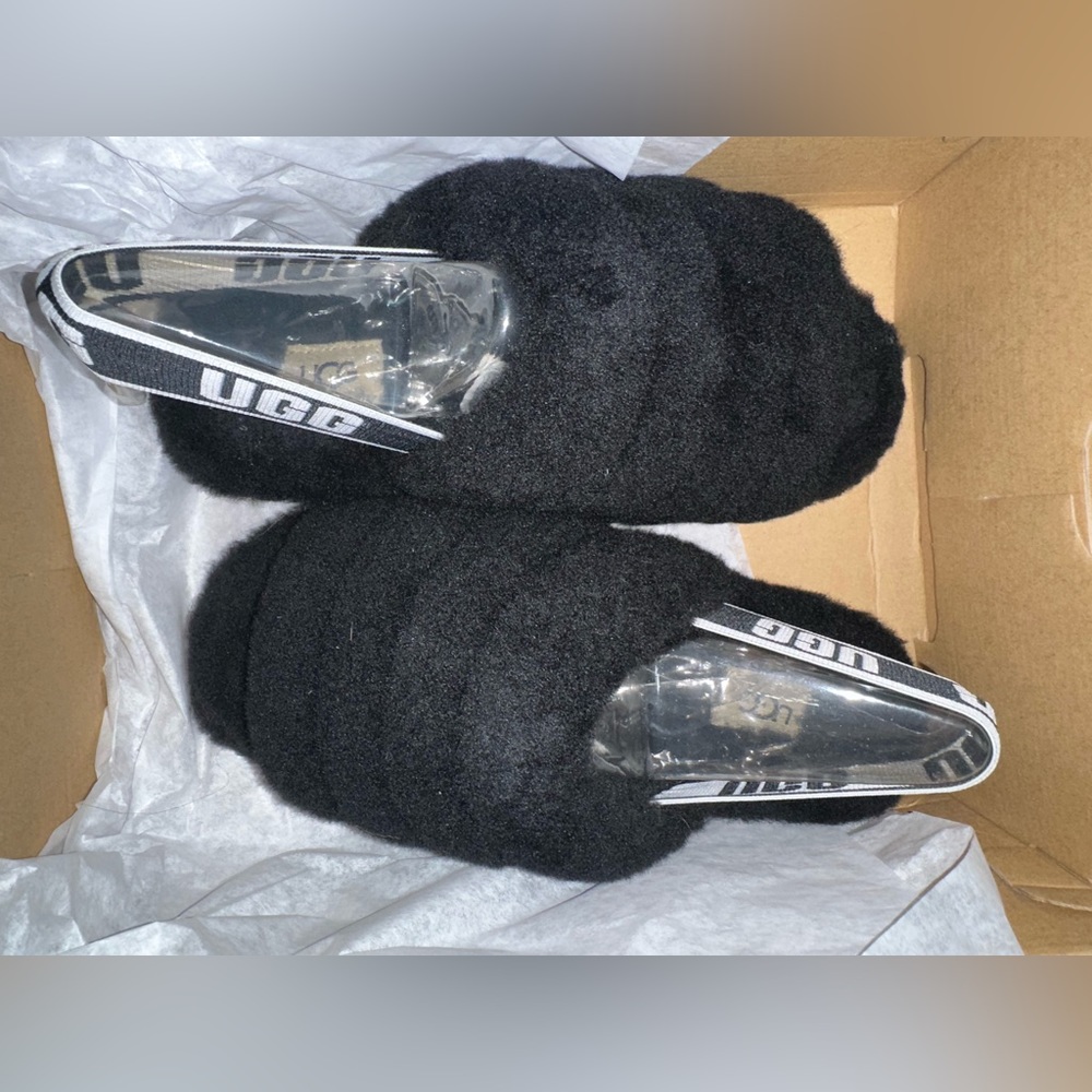 Black UGG Fluff Yeah Slides